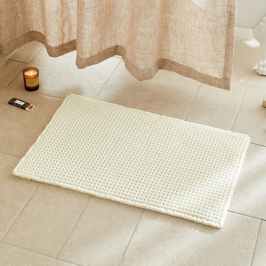 TYUU Cream White Bathroom Rugs