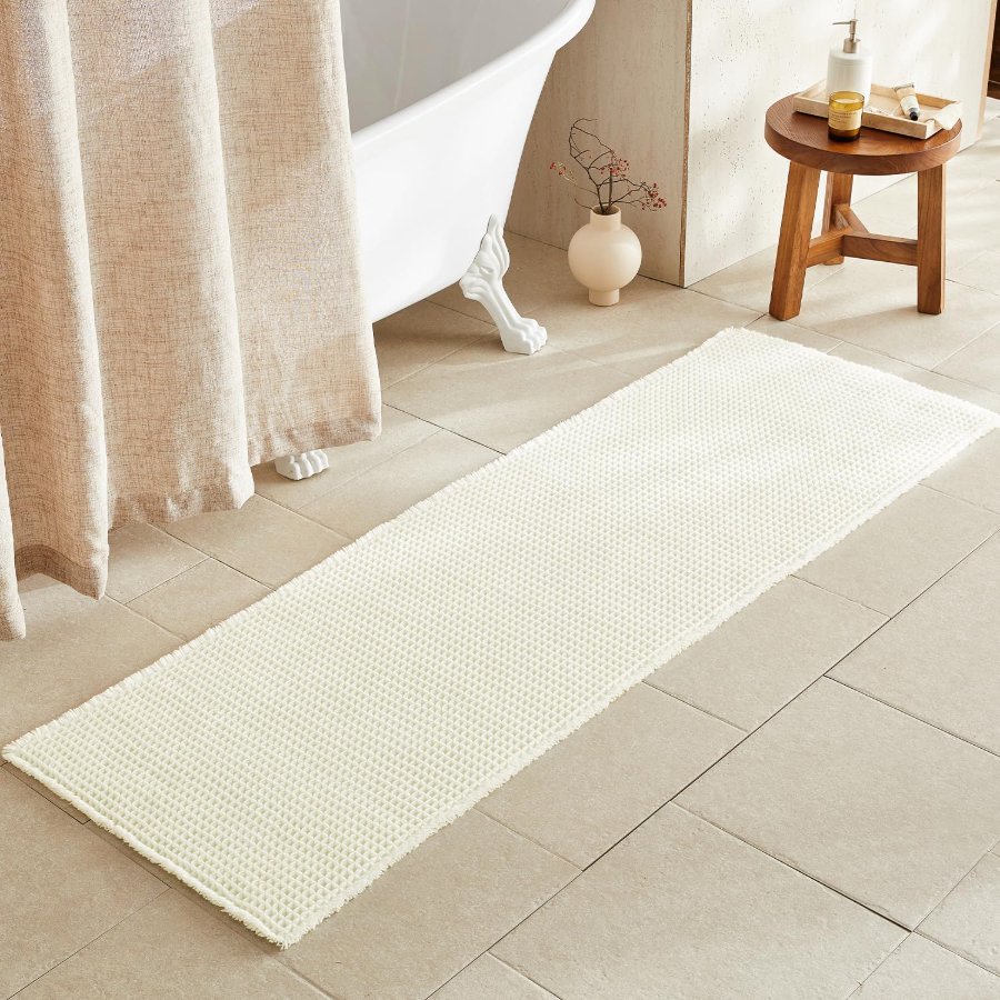 TYUU Cream White Long Bathroom Rugs