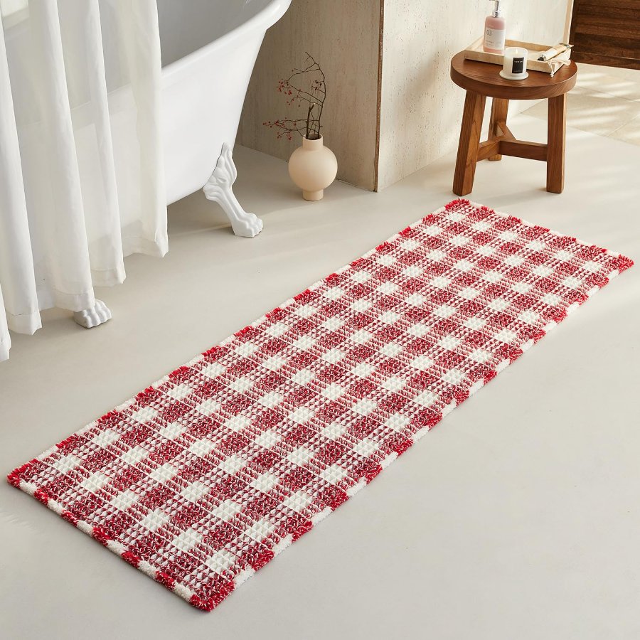 TYUU Waffle Runner Rug Bathroom