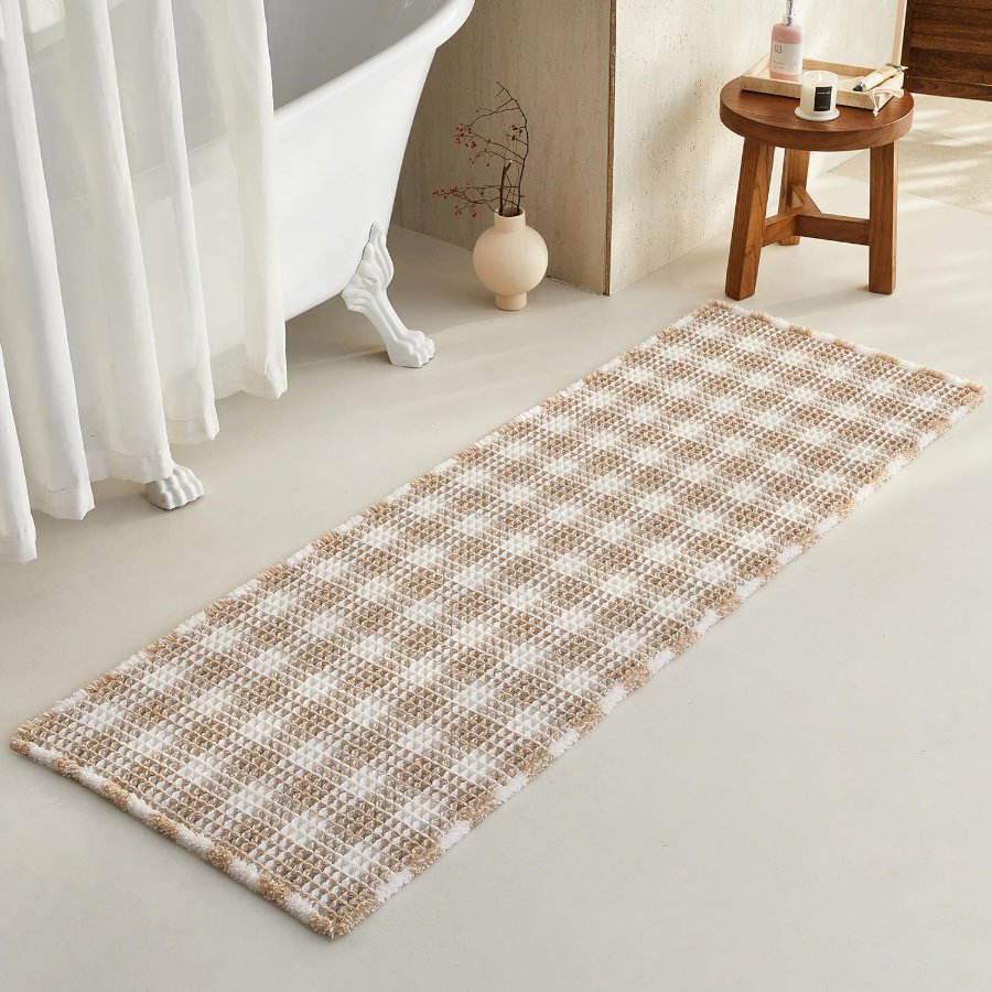 TYUU Waffle Runner Rug Bathroom